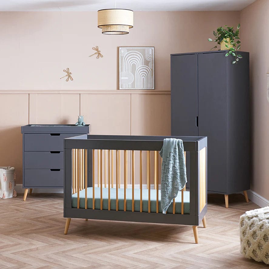 Obaby Nursery Furniture Slate & Natural Obaby Maya Mini 3 Piece Room Set - Direct Delivery