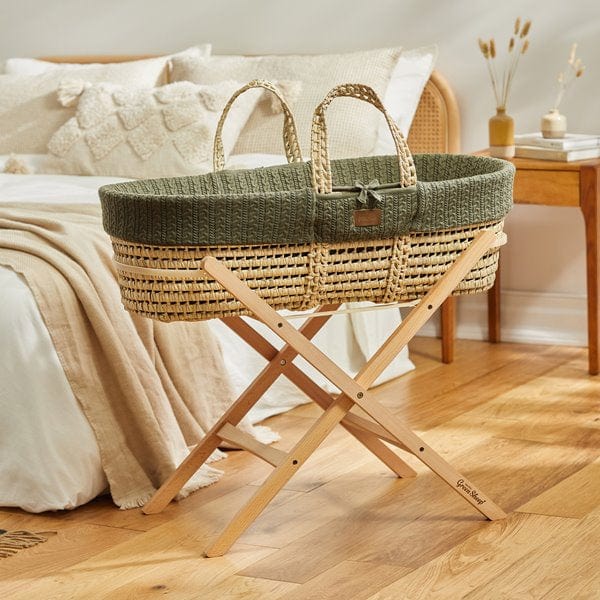 The Little Green Sheep Moses Baskets & Cribs The Little Green Sheep Knitted Moses Basket Bundle - Juniper