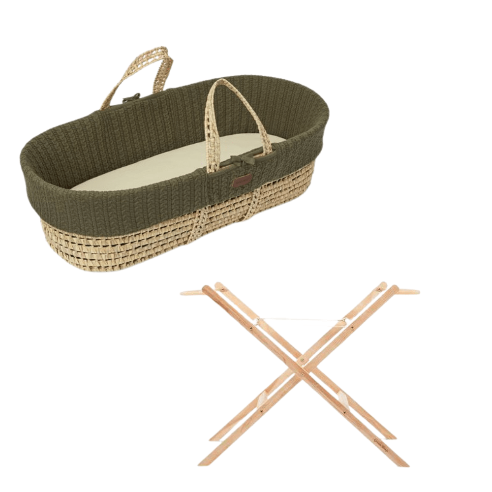 The Little Green Sheep Moses Baskets & Cribs The Little Green Sheep Knitted Moses Basket Bundle - Juniper