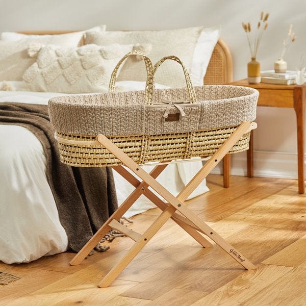 The Little Green Sheep Moses Baskets & Cribs The Little Green Sheep Knitted Moses Basket Bundle - Truffle