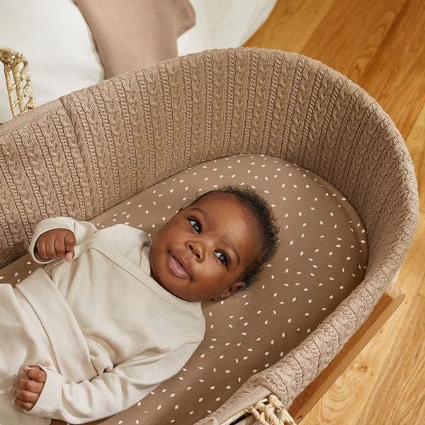 The Little Green Sheep Moses Baskets & Cribs The Little Green Sheep Knitted Moses Basket Bundle - Truffle