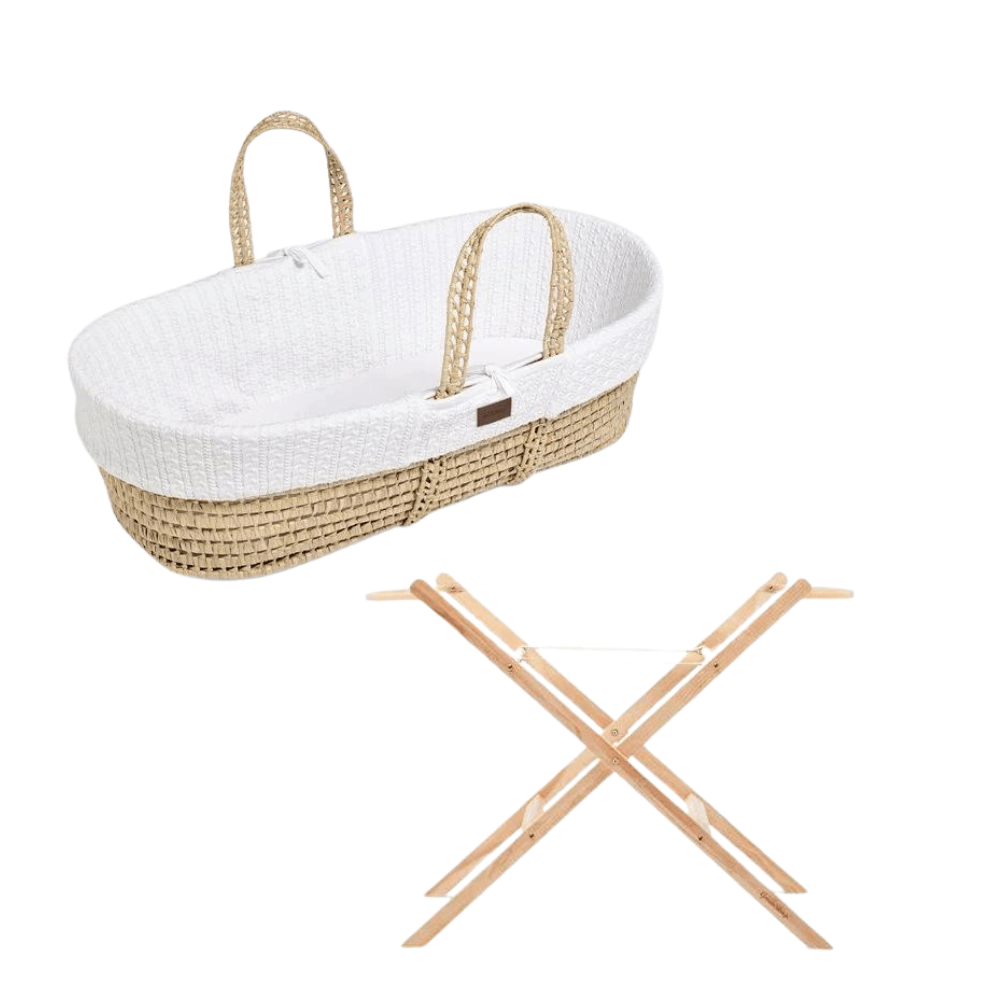 The Little Green Sheep Moses Baskets & Cribs The Little Green Sheep Knitted Moses Basket Bundle - White