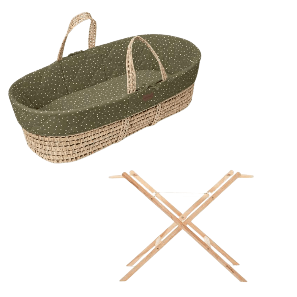 The Little Green Sheep Moses Baskets & Cribs The Little Green Sheep Quilted Moses Basket Bundle - Juniper Rice