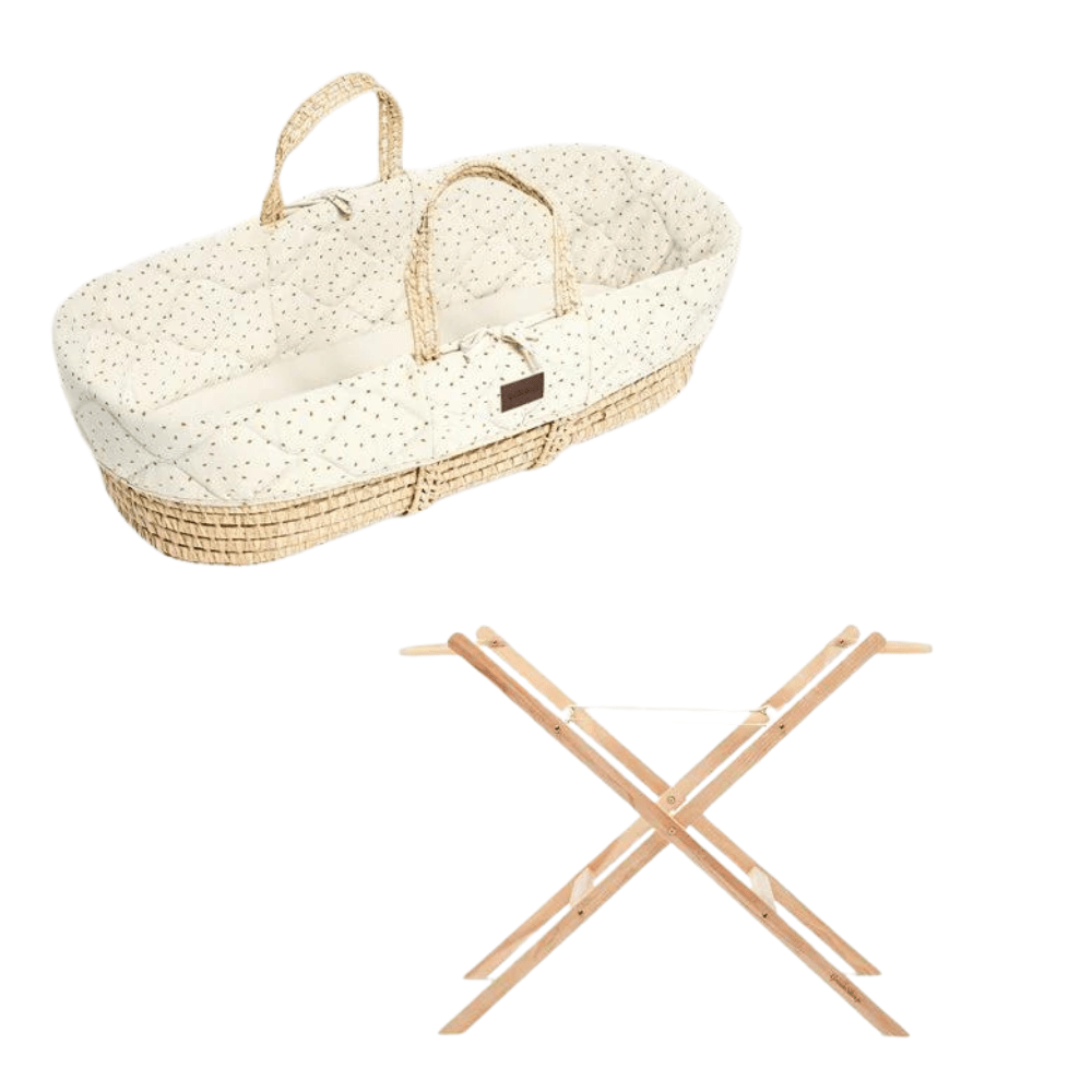 The Little Green Sheep Moses Baskets & Cribs The Little Green Sheep Quilted Moses Basket Bundle - Linen Rice