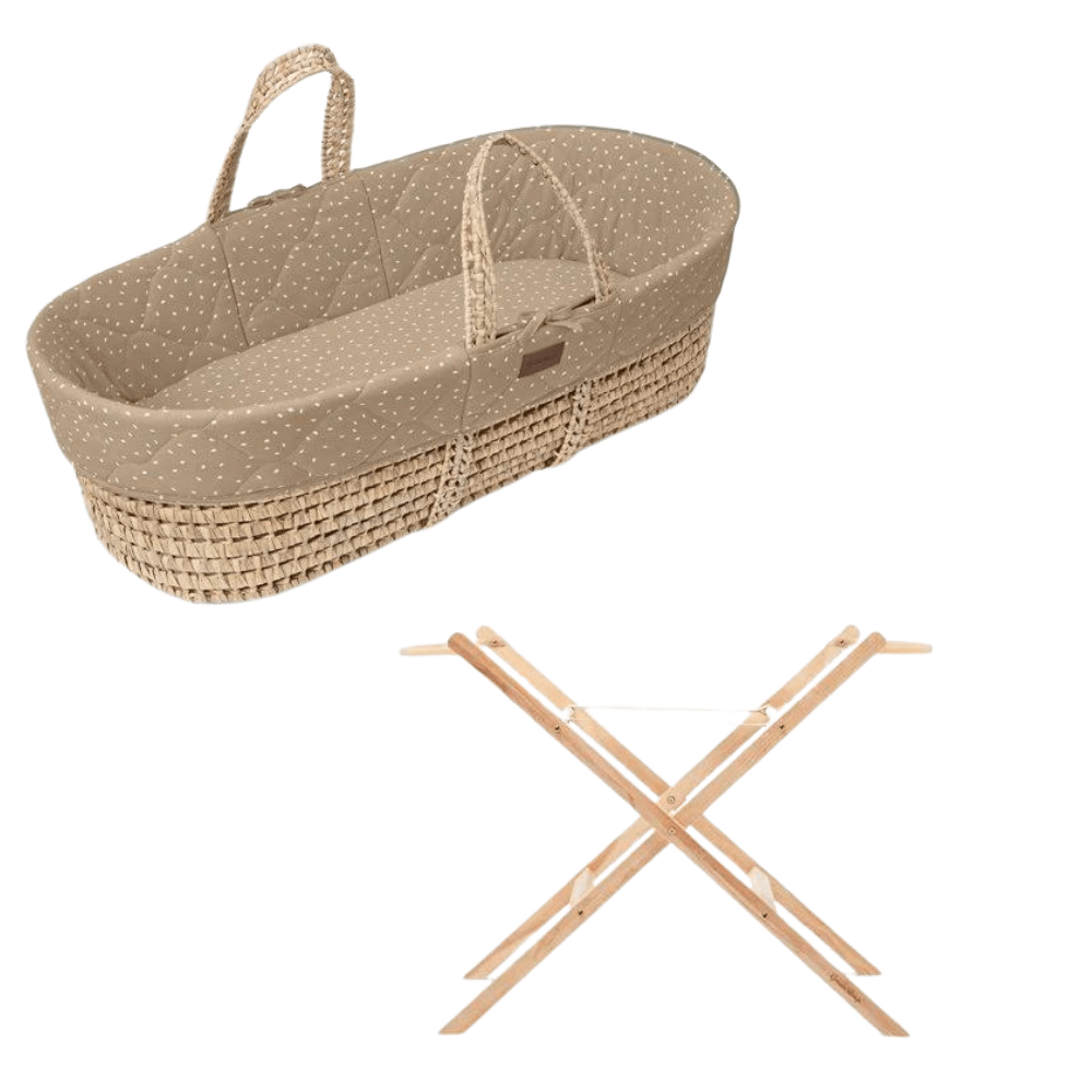 The Little Green Sheep Moses Baskets & Cribs The Little Green Sheep Quilted Moses Basket Bundle - Truffle Rice