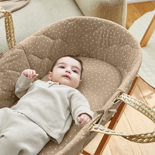 The Little Green Sheep Moses Baskets & Cribs The Little Green Sheep Quilted Moses Basket Bundle - Truffle Rice