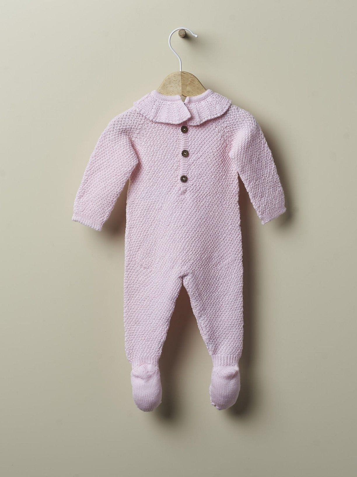 Wedoble Knitted Babygrow Wedoble Pink Babygrow knitted in double moss stitch