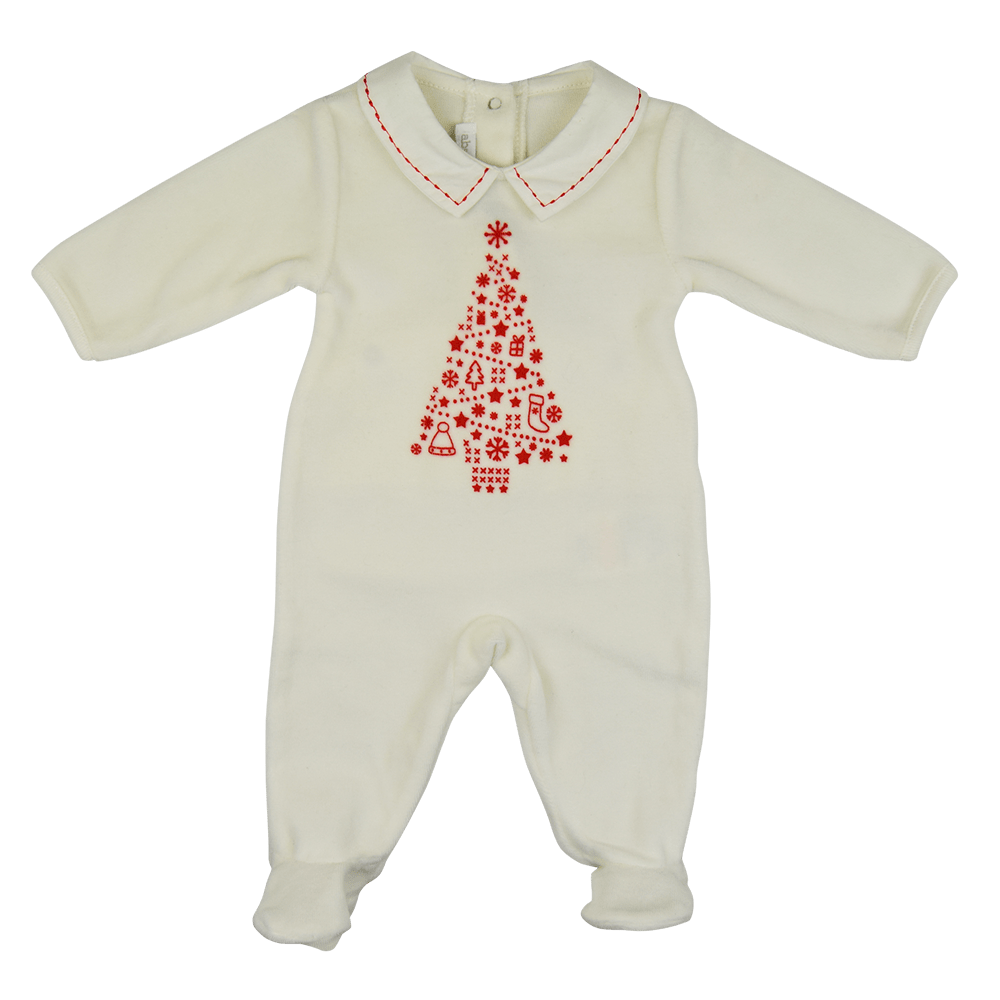 Absorba Cream & Red Velour Babygrow - Babygrow