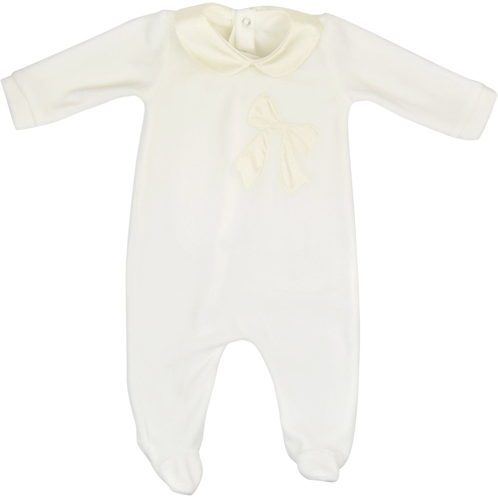 Bimbalo Cream Bow Velour Babygrow