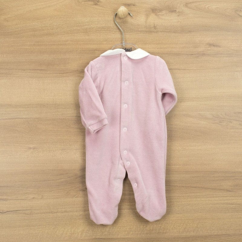 Babidu Babygrow Babidu Girls Pink Velour Babygrow