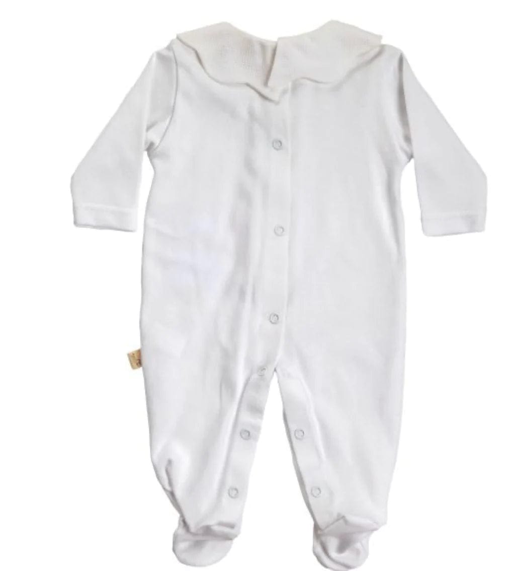 Baby Gi Babygrow Baby Gi White Scalloped Collar Babygrow