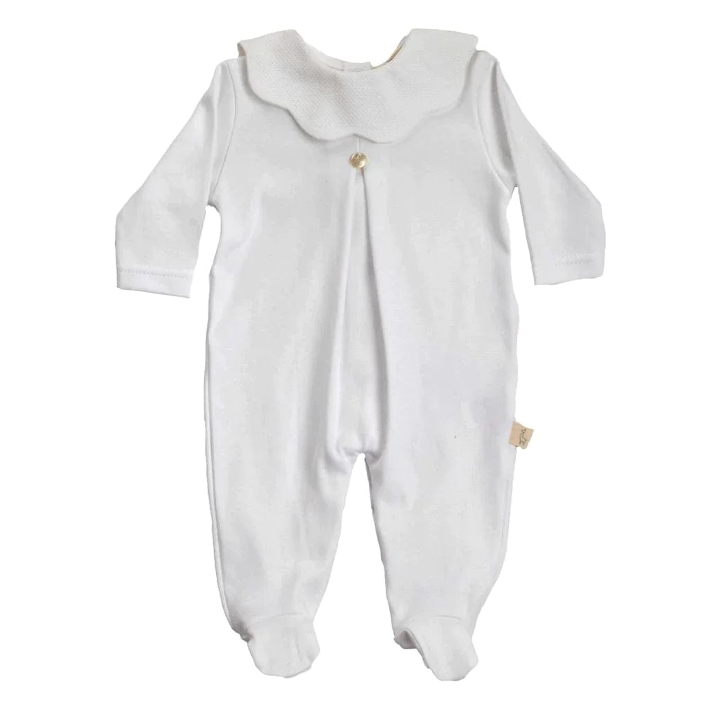 Baby Gi Babygrow Newborn Baby Gi White Scalloped Collar Babygrow