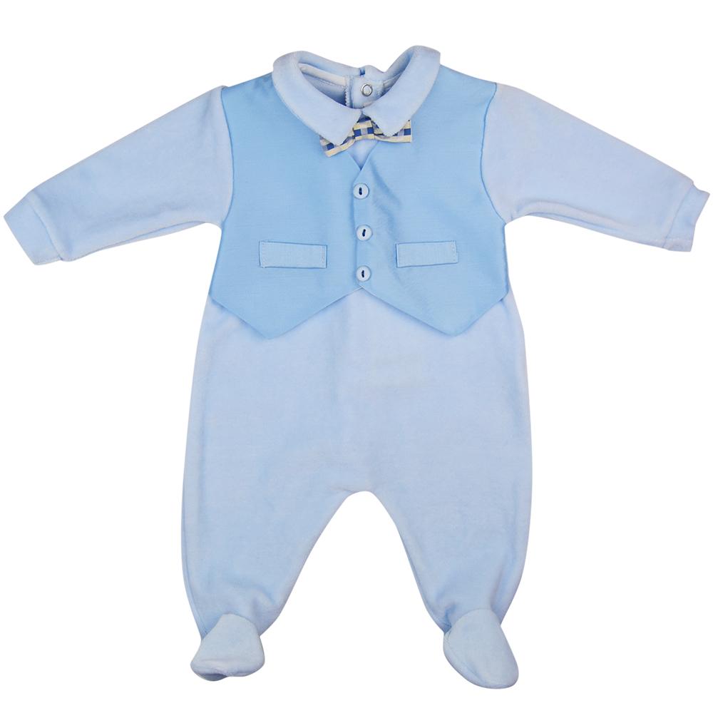 Bimbalo Blue Velour Babygrow - Babygrow