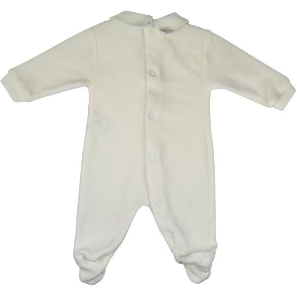 Bimbalo Cream & Blue Velour Babygrow - Babygrow