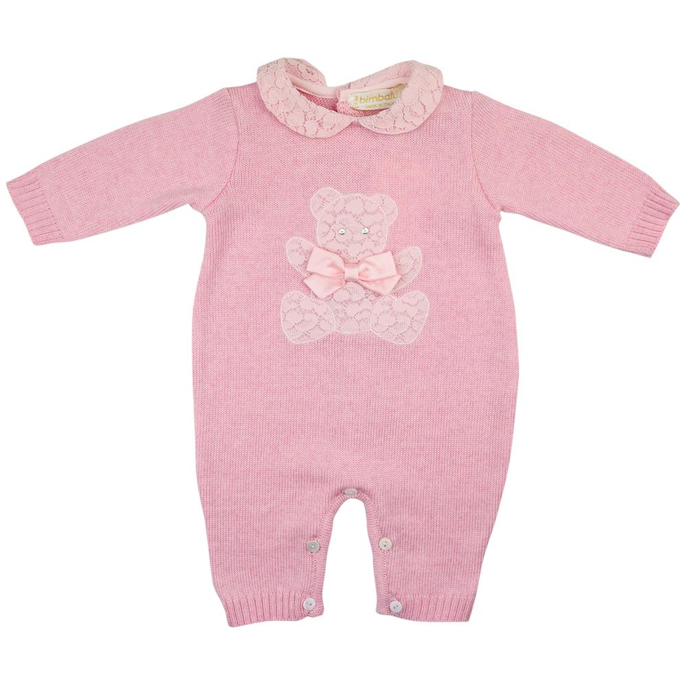 Bimbalo Bear Design Pink Knitted Playsuit - Playsuit