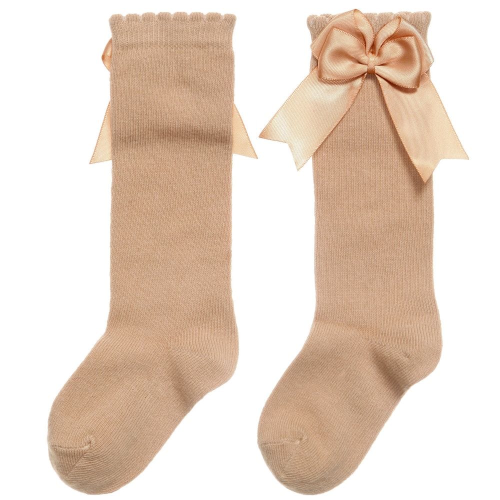 Carlomagno Socks Carlomagno Camel Twin Bow Knee Socks