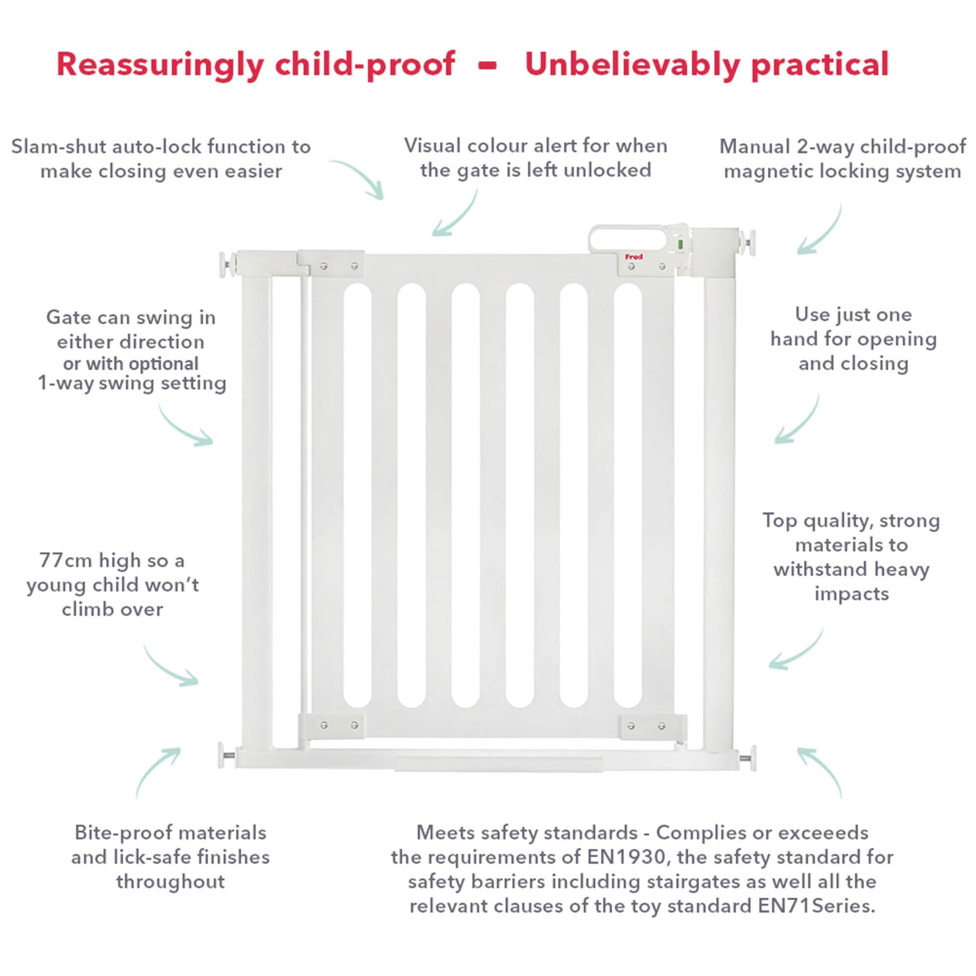 Cheeky Rascals Stair Gate Fred Pressure Fit Wooden Stair Gate