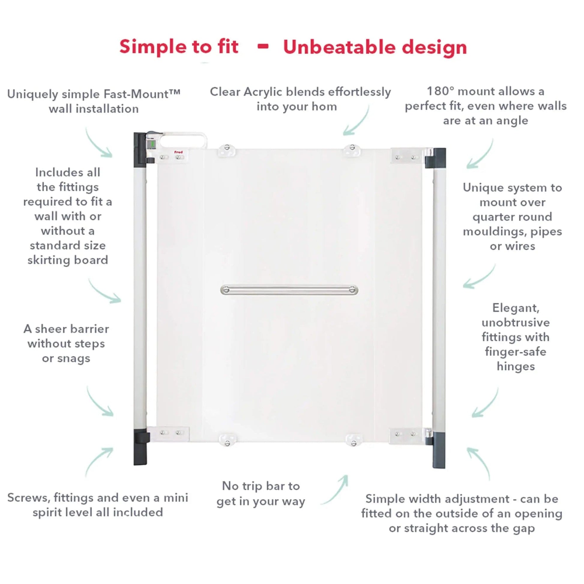 Cheeky Rascals Stair Gate Fred Screw Fit Clear-View Stair Gate