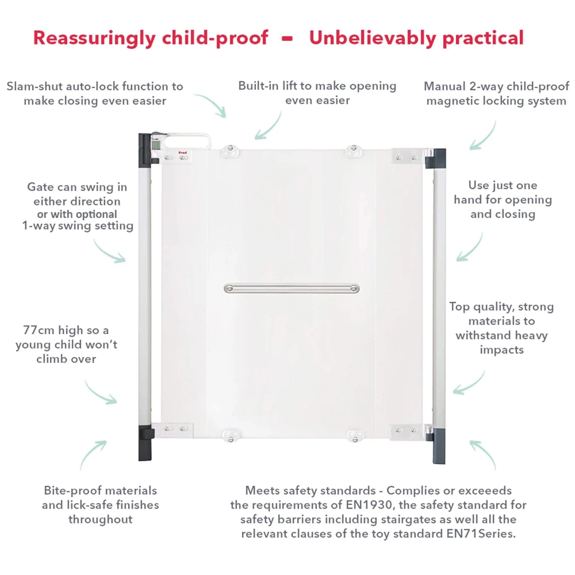 Cheeky Rascals Stair Gate Fred Screw Fit Clear-View Stair Gate