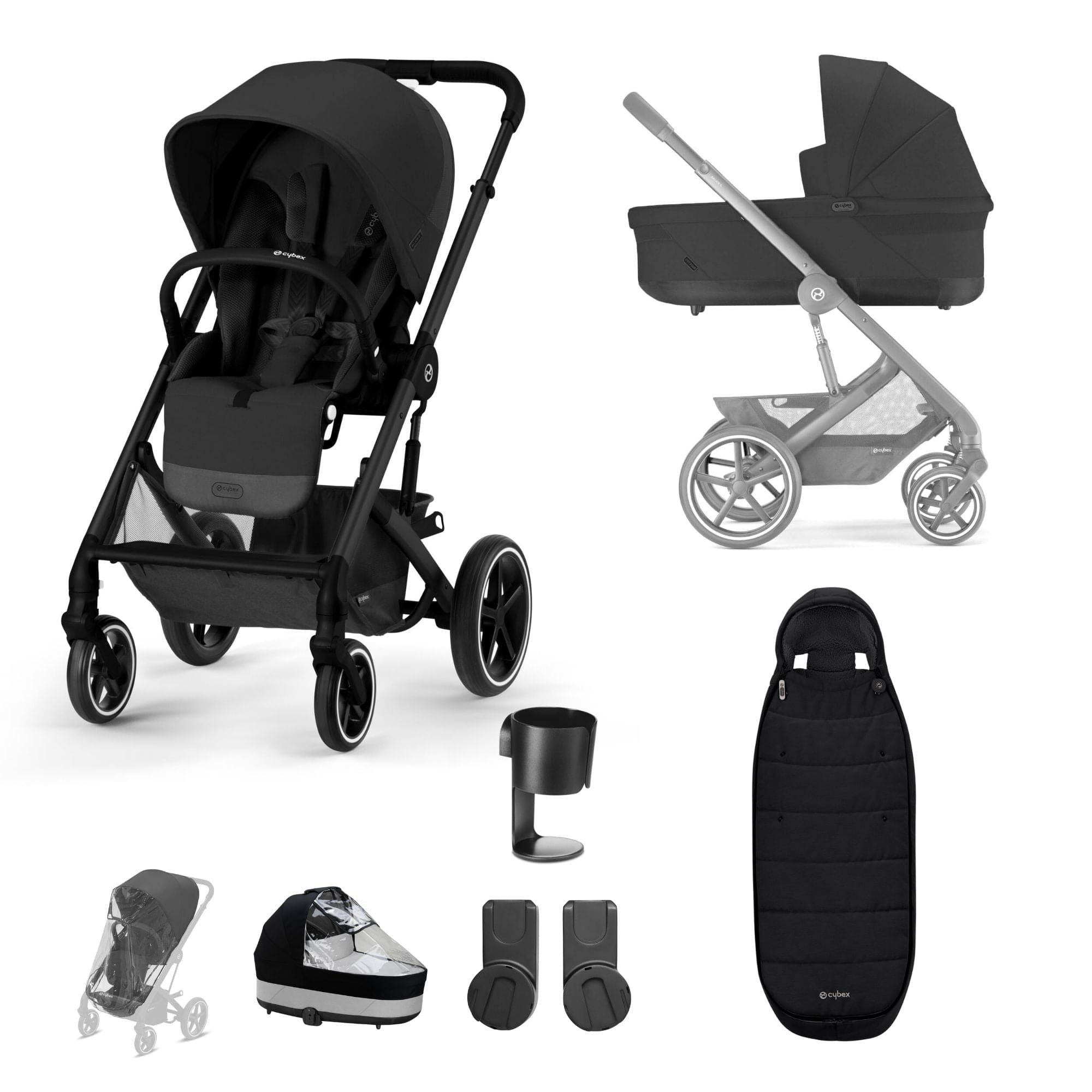 Cybex Prams Moon Black Cybex Balios S Lux 8 Piece Bundle (With Footmuff) 2023 - Pre Order