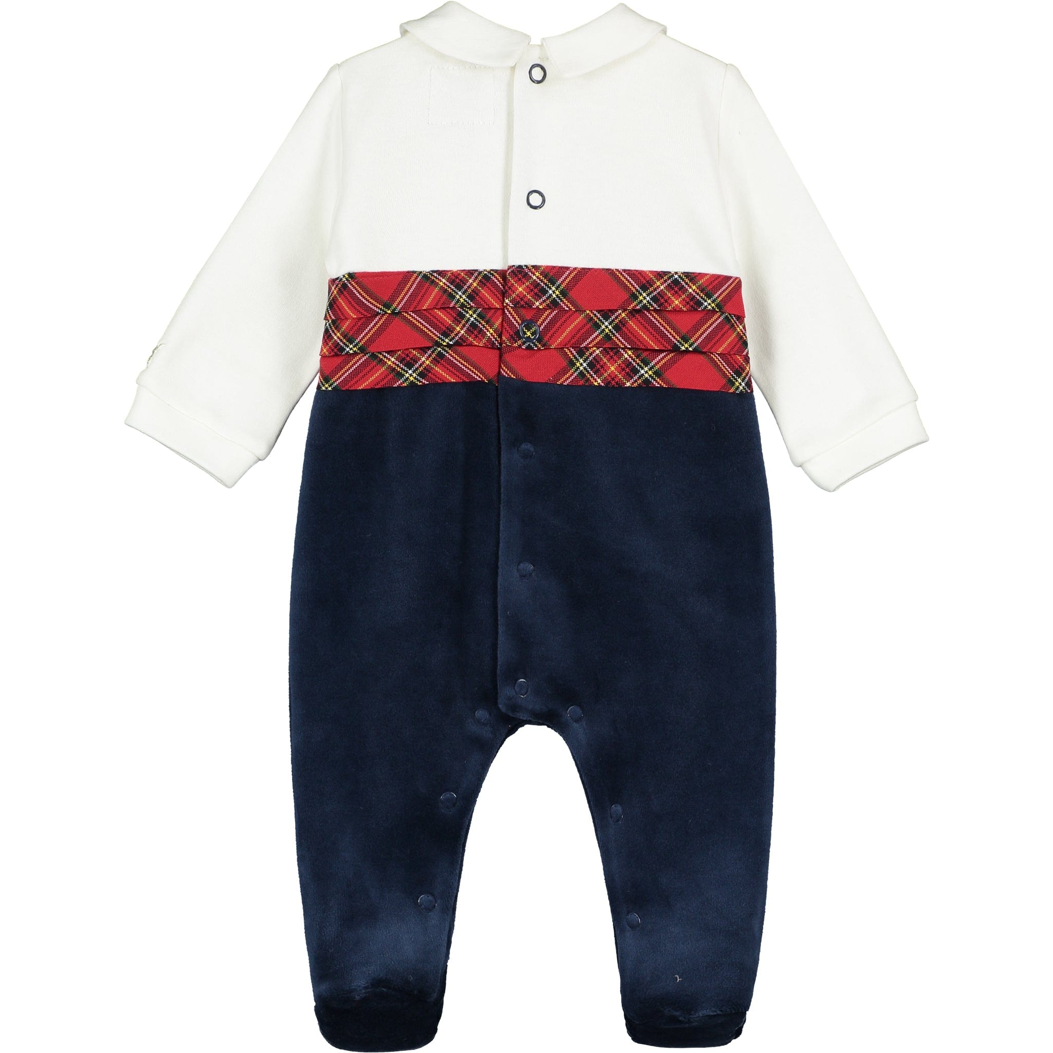 Emile et Rose Babygrow Emile et Rose 'Callan' navy, tartan & bow tie AIO