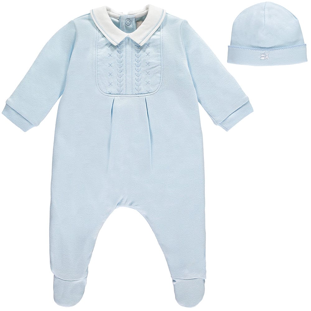 Emile et Rose Babygrow Emile et Rose 'Malcolm' Blue Babygrow with Hat