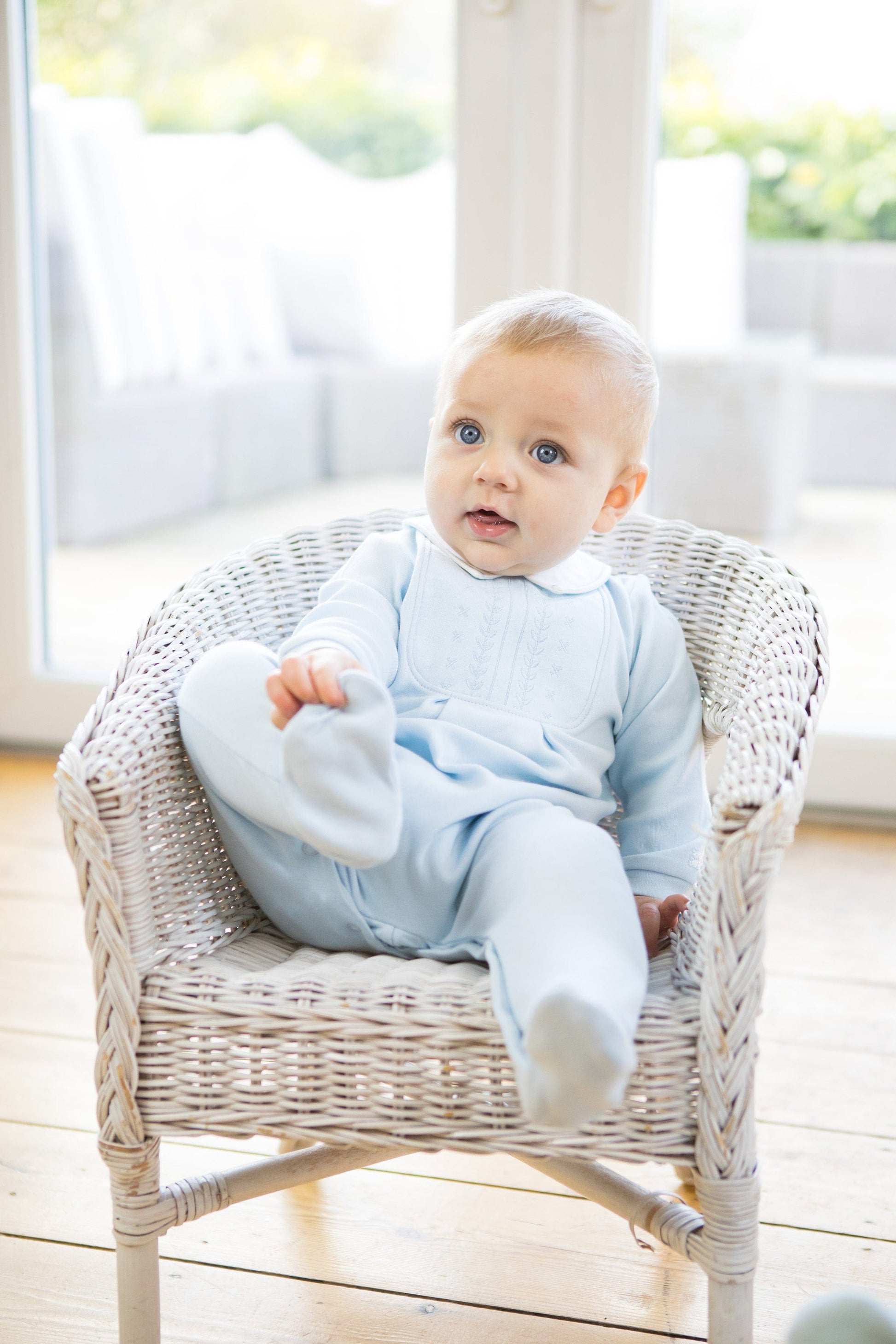 Emile et Rose Babygrow Emile et Rose 'Malcolm' Blue Babygrow with Hat