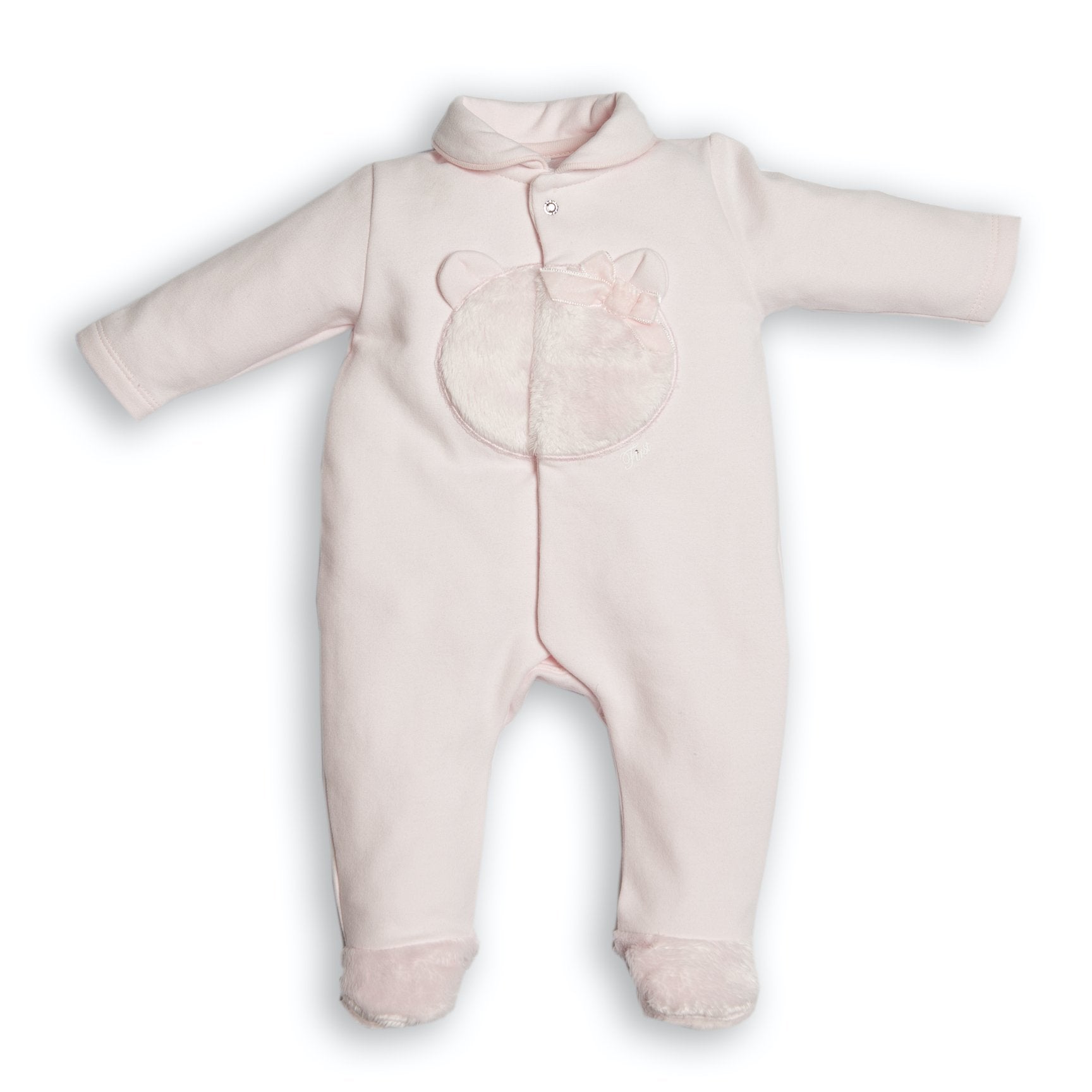 First Pink Fur Bear Babygrow - Babygrow