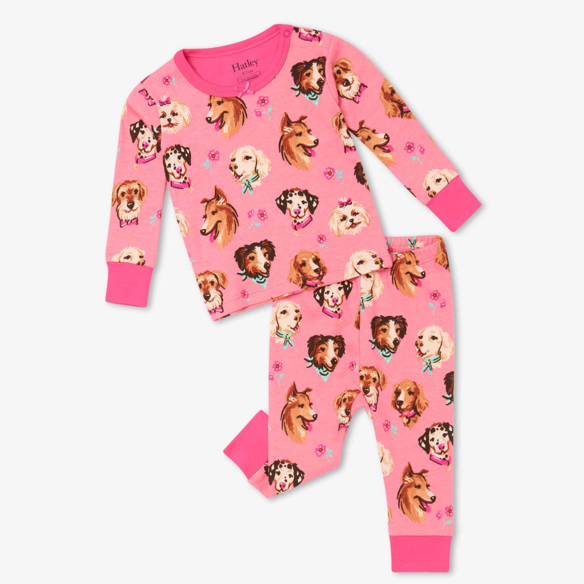 Hatley PJ Set Hatley 'Puppy Portraits' Baby Short Sleeve PJ Set