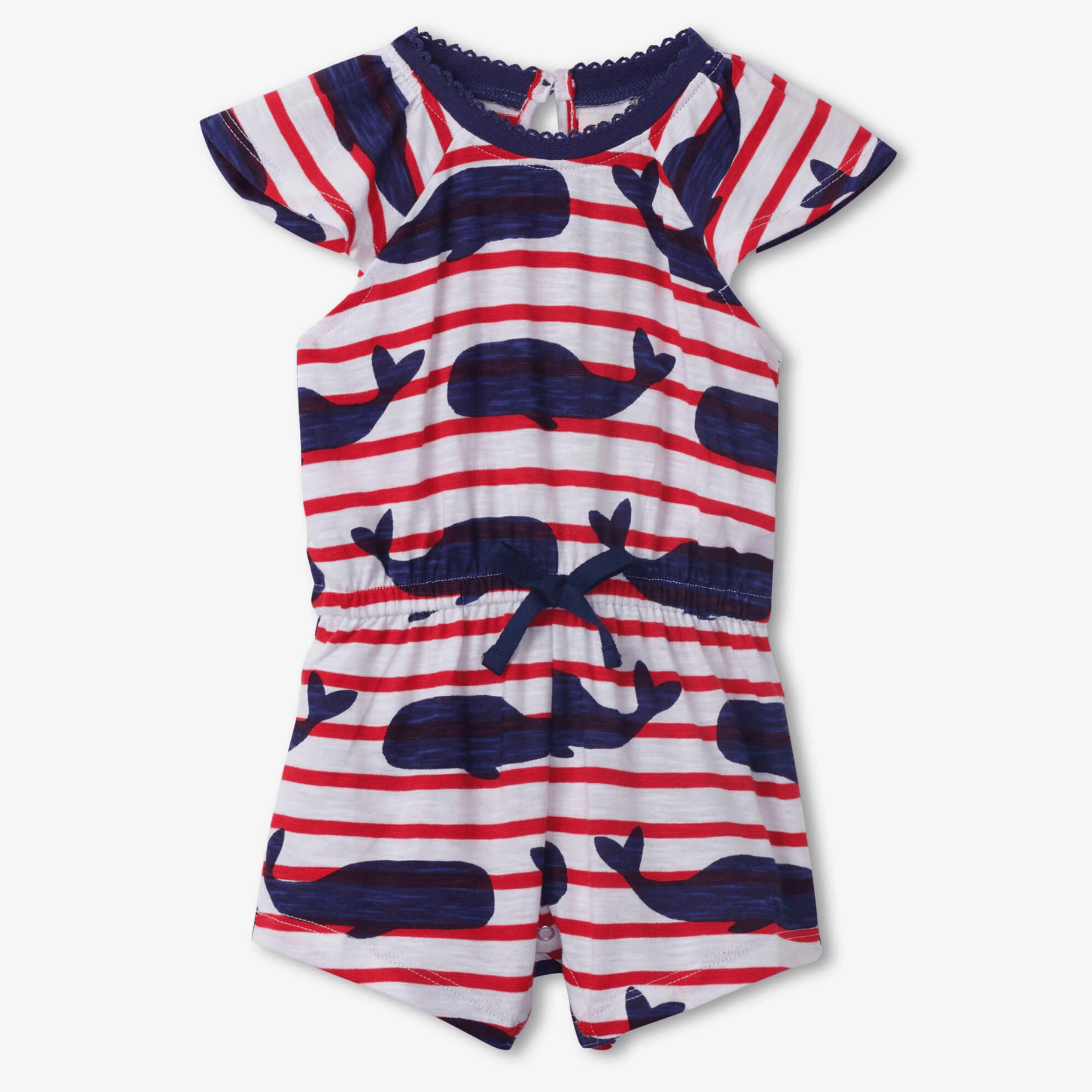 Hatley Romper Hatley 'Nautical Whales' Flutter Design Romper