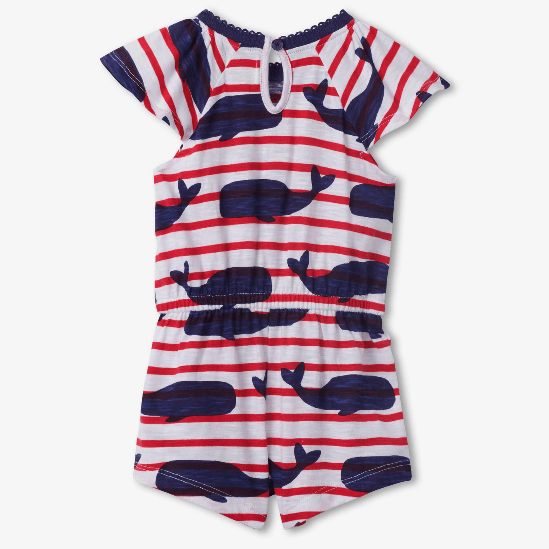 Hatley Romper Hatley 'Nautical Whales' Flutter Design Romper