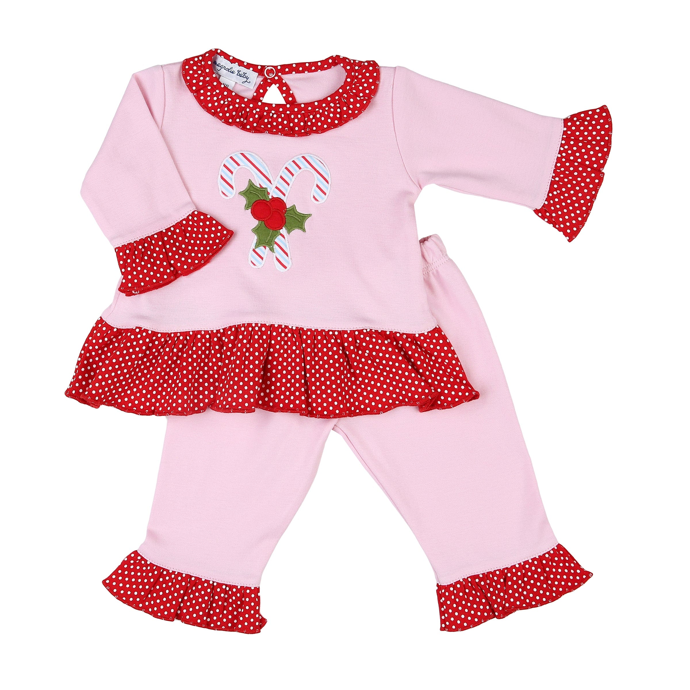 Magnolia Baby PJ Set Magnolia Baby Candy Cane Applique PJ Set