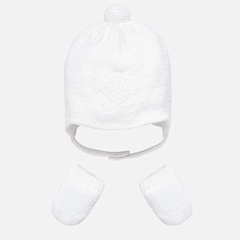 Mayoral White Hat & Mittens Gift Set - Hat