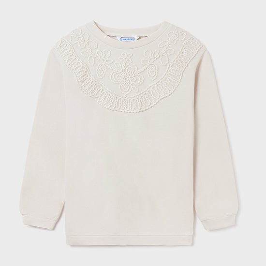 Mayoral Jumper Mayoral Girls Cream Embroidered Mesh Jumper