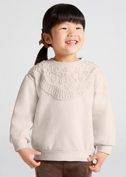 Mayoral Jumper Mayoral Girls Cream Embroidered Mesh Jumper