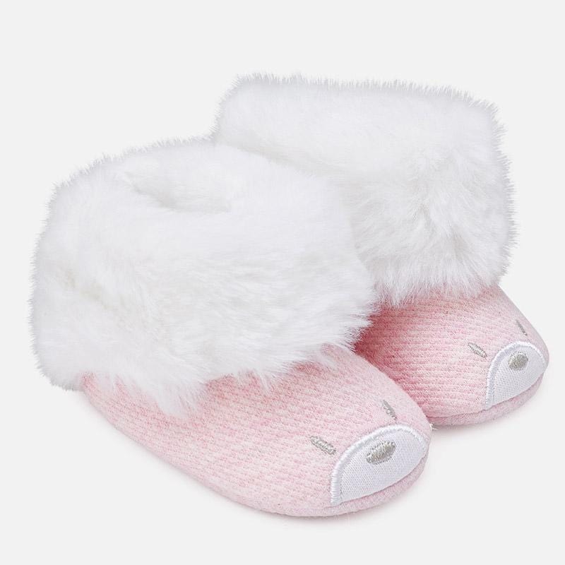 Mayoral Pink Fur Trim Booties - Socks