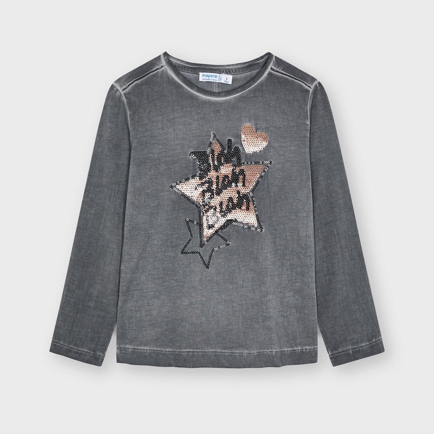 Mayoral Washed Grey Long Sleeved T-Shirt - T-shirt