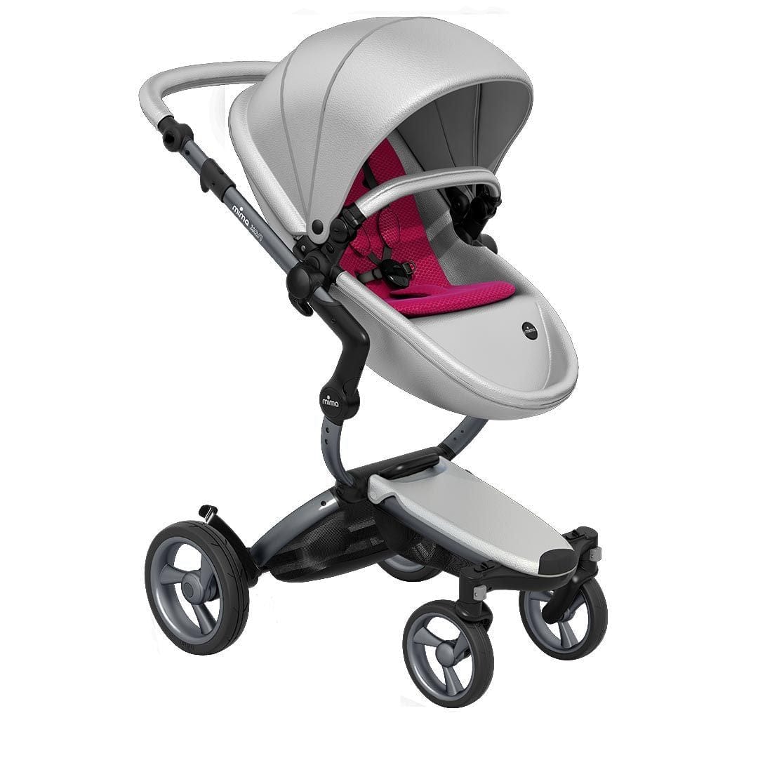 Mima-Xari-Single-Pushchair-Argento-with-Graphite-Grey-Chassis-hot-magenta