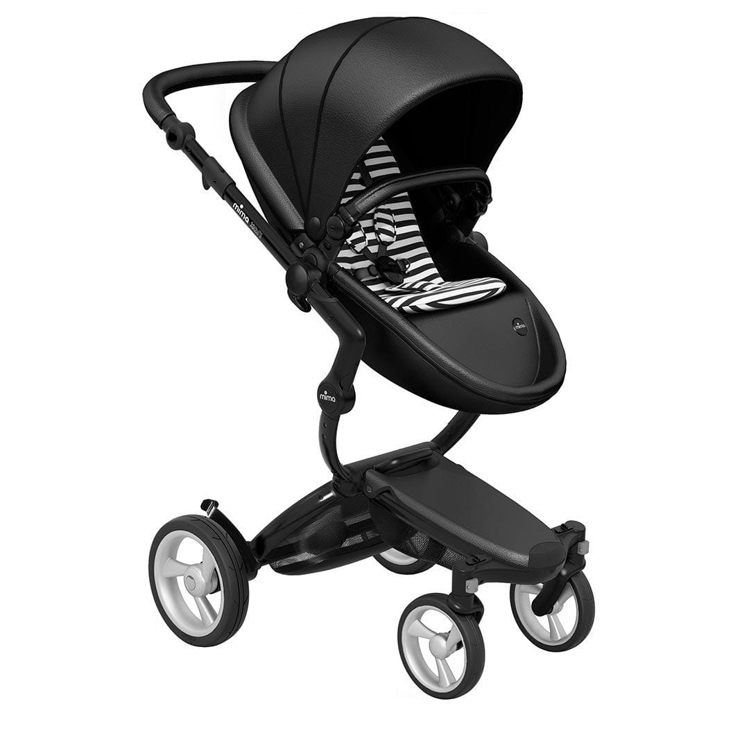 Mima-Xari-Single-Pushchair-Black-Flair-with-Black-Chassis-Black-and-white-stripe