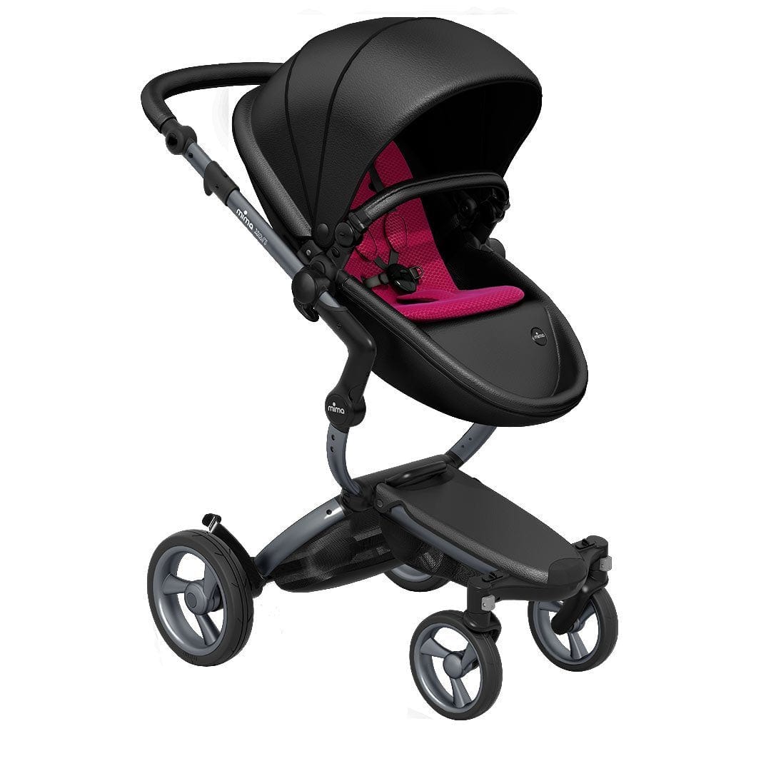 Mima-Xari-Single-Pushchair-Black-Flair-with-Graphite-Grey-Chassis-hot-magenta