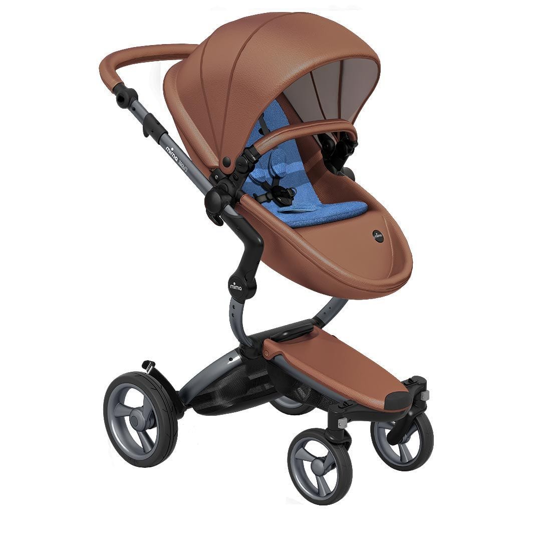 Mima-Xari-Single-Pushchair-Camel-Flair-with-Graphite-Grey-Chassis-denim-blue