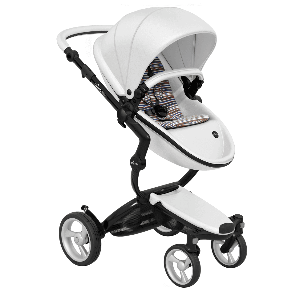 Mima-Xari-Single-Pushchair-snow-white-with-Black-Chassis-autumn-stripes