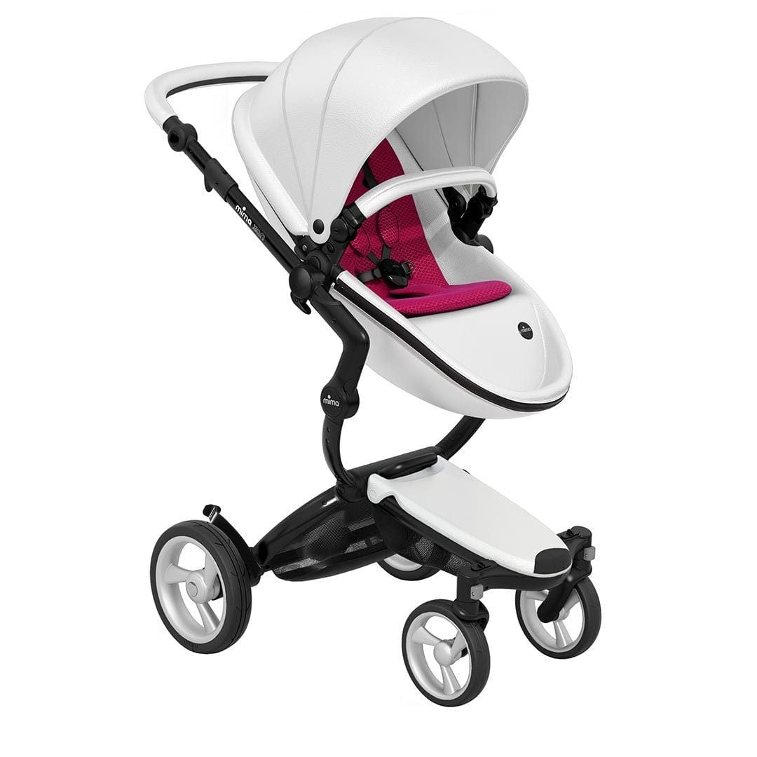 Mima-Xari-Single-Pushchair-Snow-White-with-Black-Chassis-hot-magenta