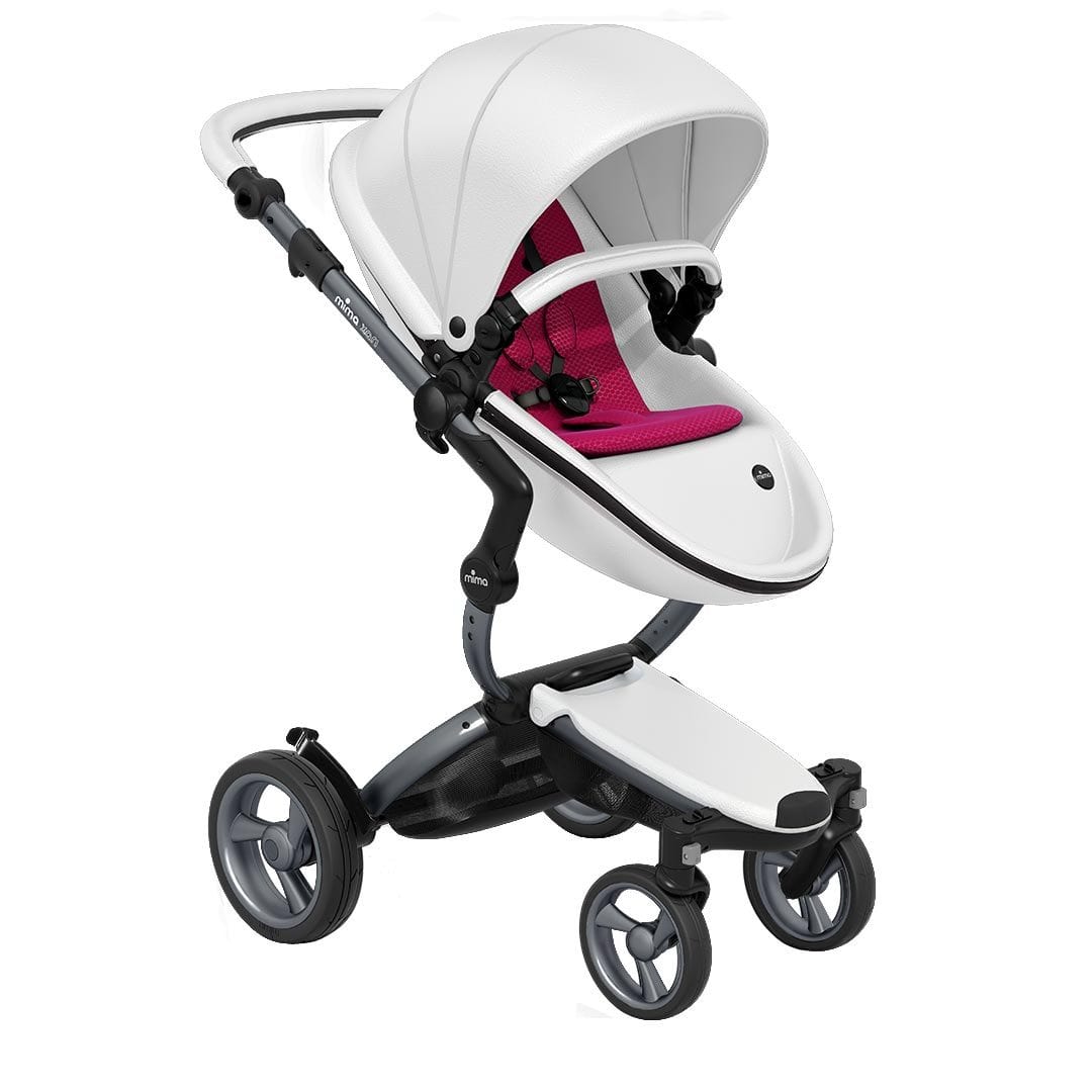 Mima-Xari-Single-Pushchair-Snow-White-with-Graphite-Grey-Chassis-hot-magenta