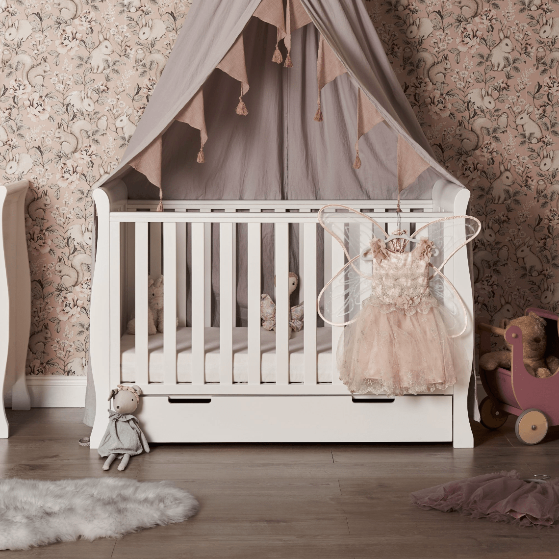 Obaby Nursery Furniture Obaby Stamford Mini Sleigh Cot Bed -& Moisture Management Mattress - Direct Delivery