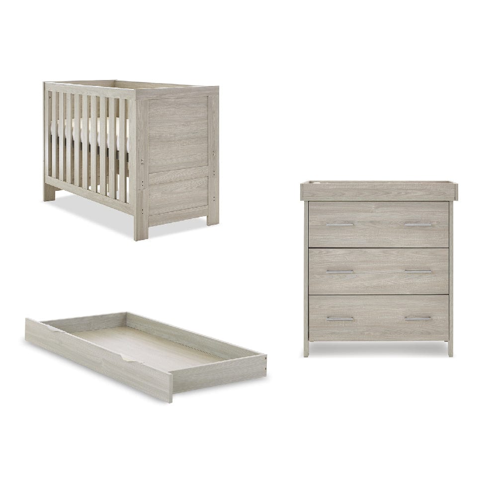 Obaby Nursery Furniture Set Grey Wash with Under Drawer Obaby Mini Nika 2 Piece Room Set - Direct Delivery