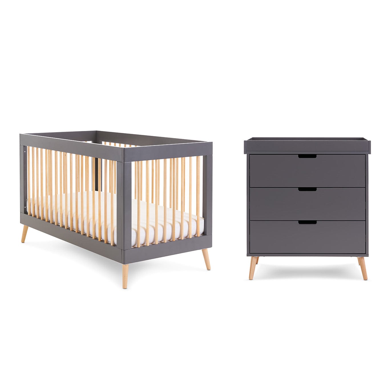 Obaby Nursery Furniture Slate/Natural Obaby Maya 2 Piece Room Set - Direct Delivery