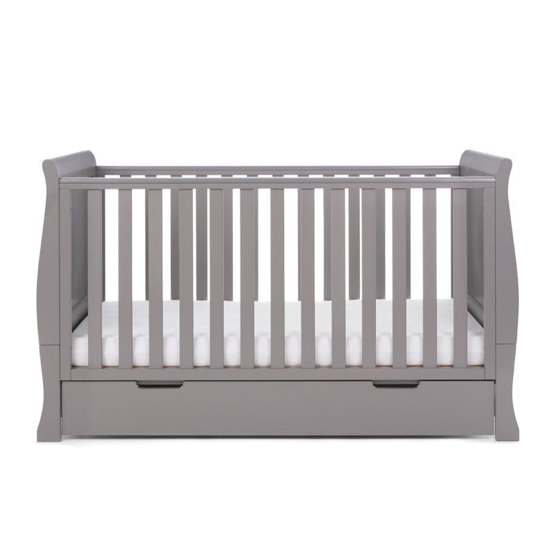 Obaby Nursery Furniture Taupe Grey Obaby Stamford Classic Sleigh Cot Bed & Breathable Mattress - Direct Delivery