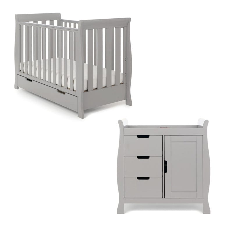 Obaby Nursery Furniture Warm Grey Obaby Stamford Mini Sleigh 2 Piece Room Set - Direct Delivery