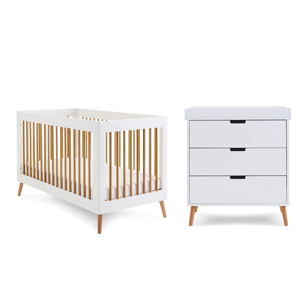 Obaby Nursery Furniture White/Natural Obaby Maya 2 Piece Room Set - Direct Delivery